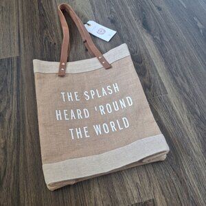 NWT Apolis Natural Fibers Leather Straps Market Tote Bag Size 13×15×5.5 Comfy